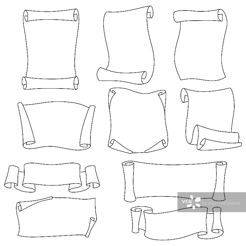 纸莎草或纸张复古卷轴套装图图片素材
