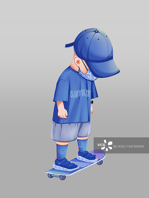 戴帽子的滑板少年图片素材