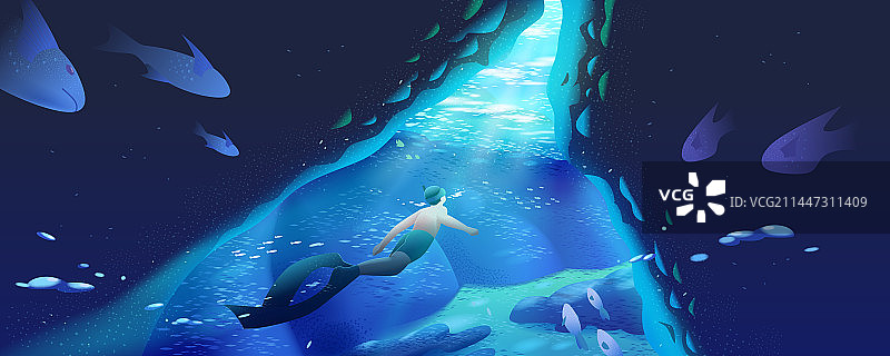 浮潜探索蔚蓝唯美的海底世界旅行插图图片素材