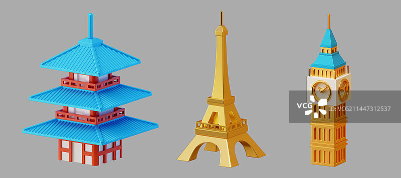 旅游著名国家地标建筑模型素材集合图片素材