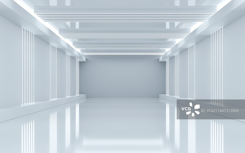 3D渲染白色展厅房间图片素材