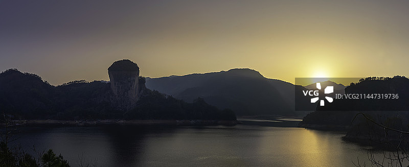江西上饶九仙湖日落图片素材