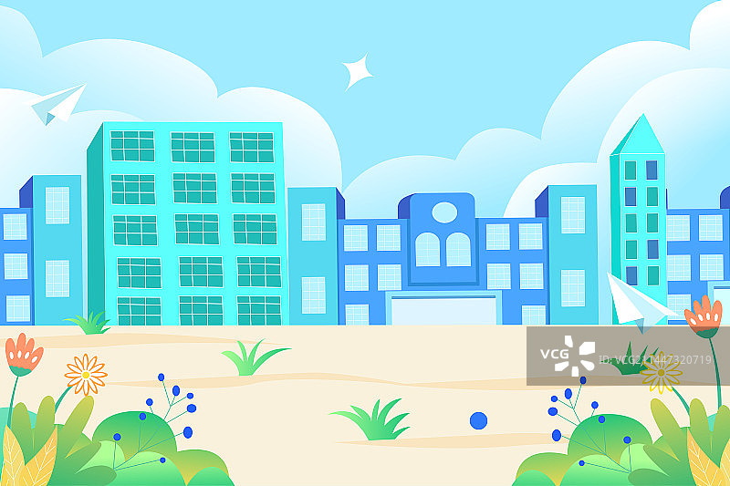 卡通教育开学季校园学校招生扁平矢量插画图片素材