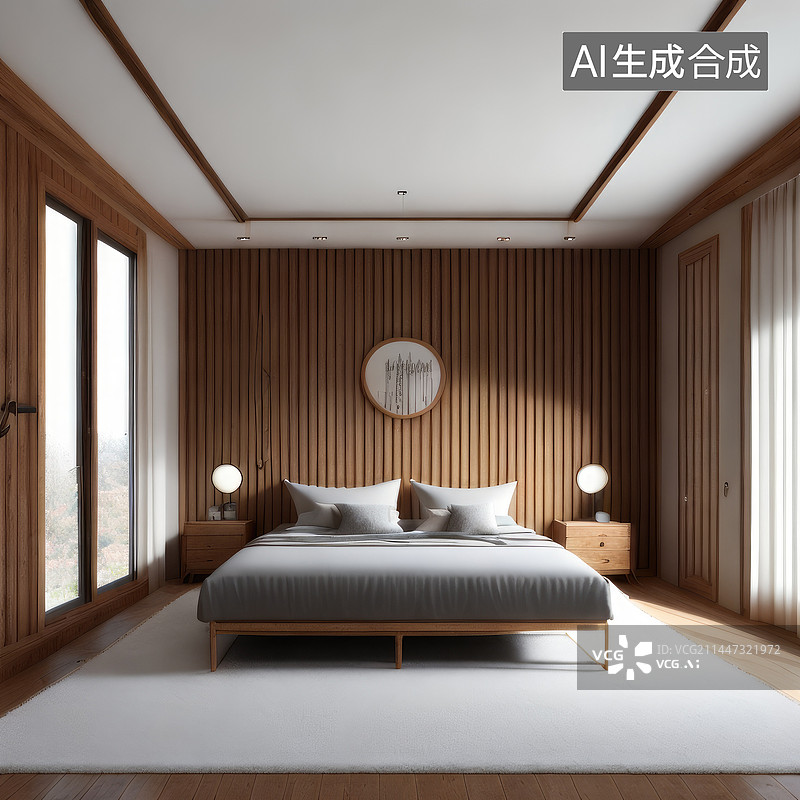 【AI数字艺术】北欧风格卧室设计图图片素材