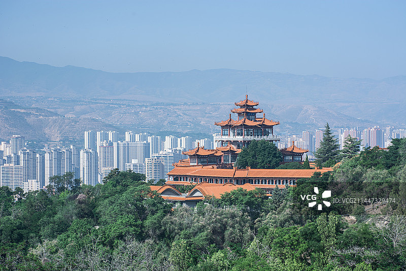 中国甘肃兰州碑林博物馆宏伟的中式古建筑图片素材