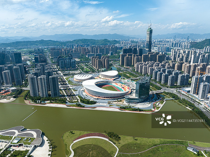 航拍浙江温州瓯海奥体中心亚运龙舟运动中心图片素材