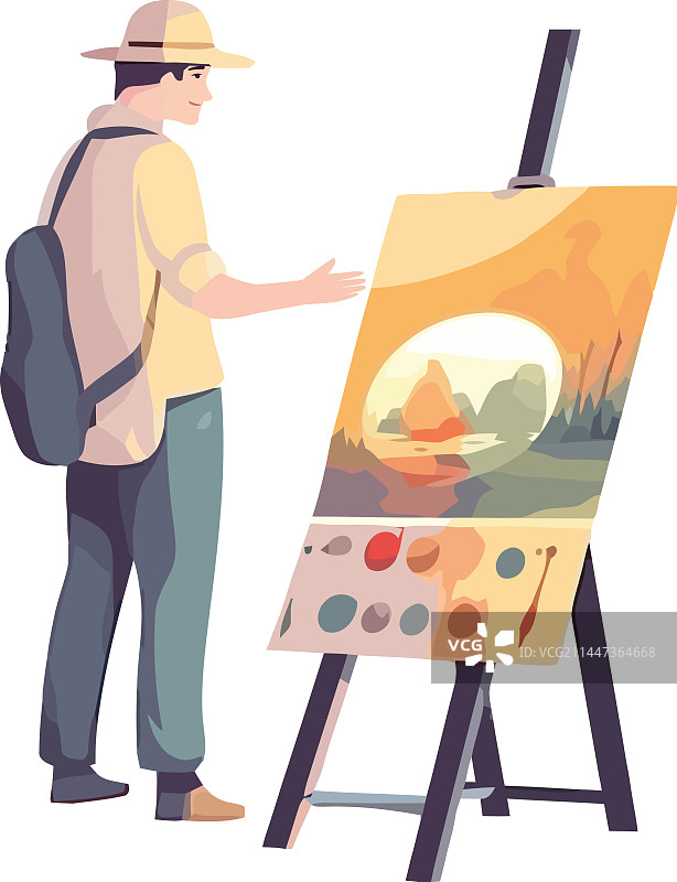 艺术家手持画笔绘画图片素材