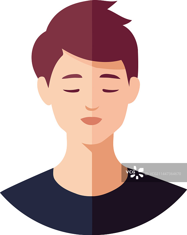 在扁平背景上隔离的微笑的年轻人图标图片素材