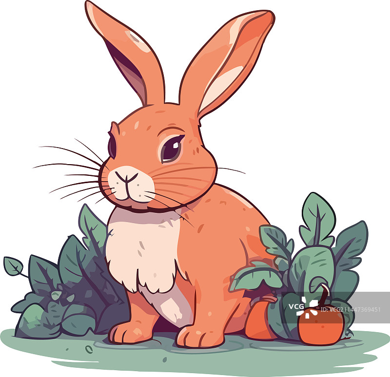 坐在草地上快活的可爱小兔子图片素材