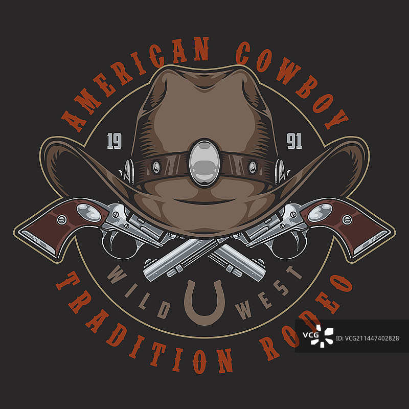 美式牛仔复古彩色贴纸图片素材