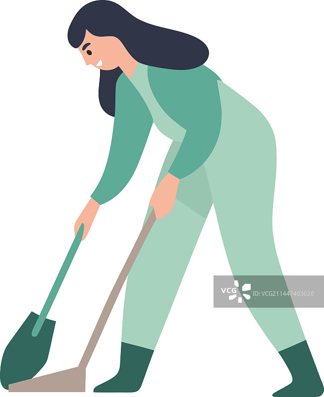 使用可爱工具进行园艺的女人图片素材