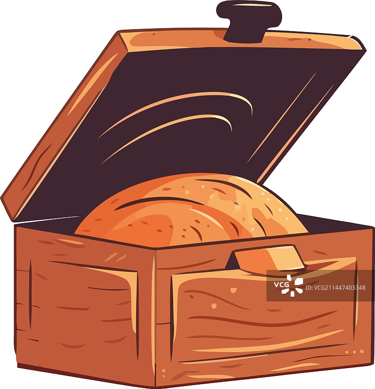 装有烘焙面包的木箱图标图片素材