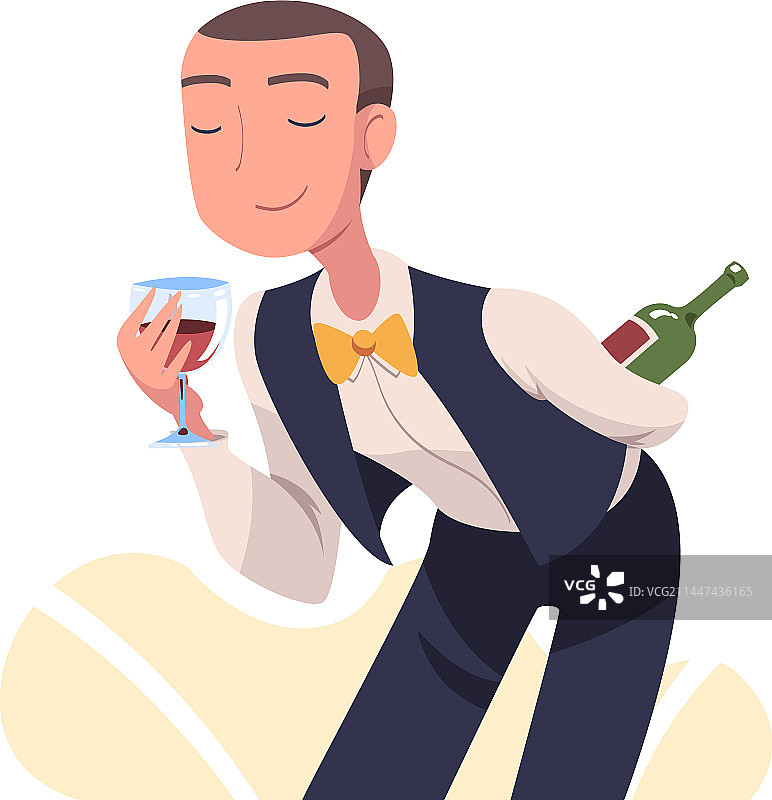 系领结的侍酒师图片素材