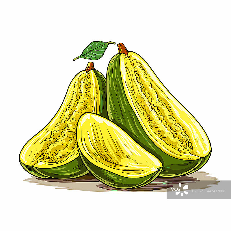 手绘菠萝蜜涂鸦风格图片素材