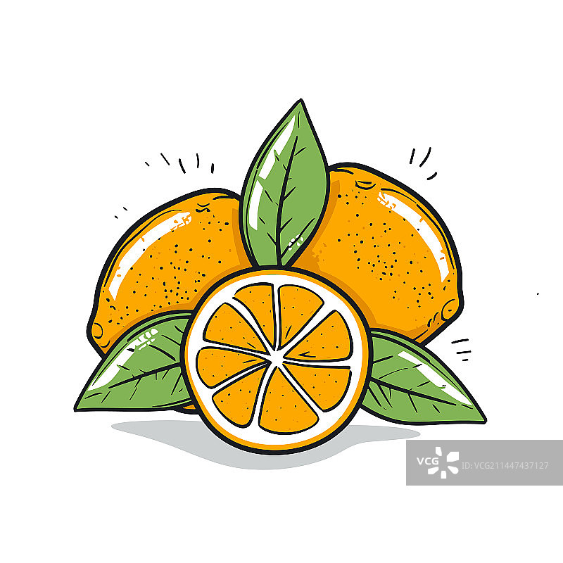 手绘橙色涂鸦风格卡通图片素材