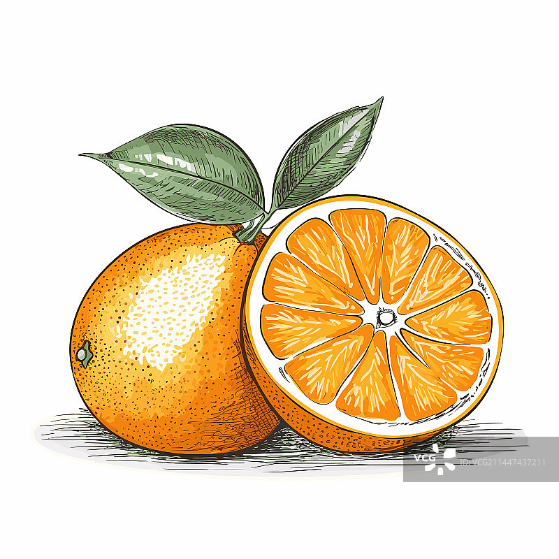 手绘橙色涂鸦风格卡通图片素材