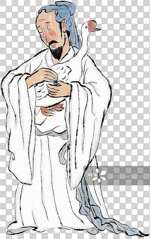 怀抱大白鹅的古代著名诗人书法家王羲之人物元素图片素材