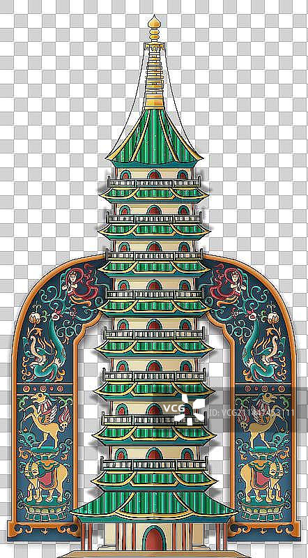 南京景点旅游建筑报恩寺琉璃塔拱门图片素材