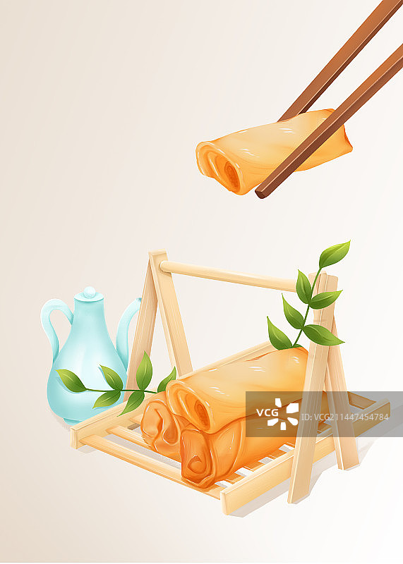 二十四节气立春吃春卷图片素材