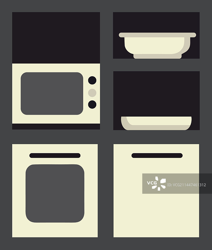 配备微波炉和设备的现代厨房图片素材