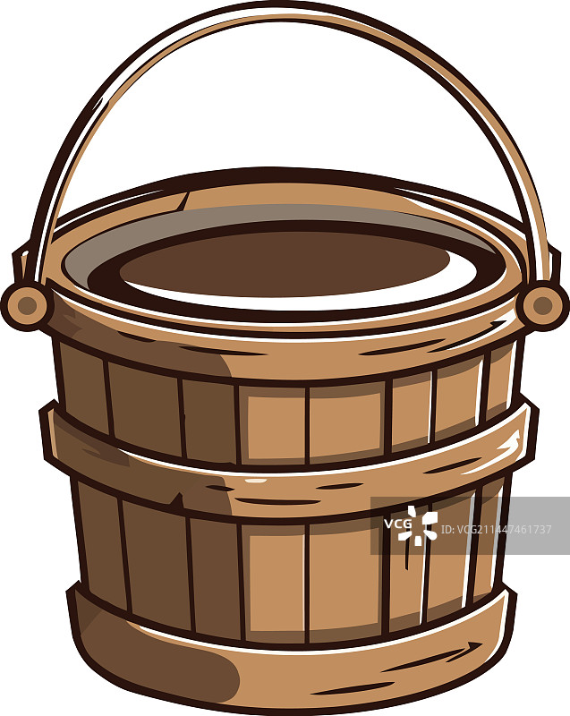 带把手和盖子的乡村木桶图片素材