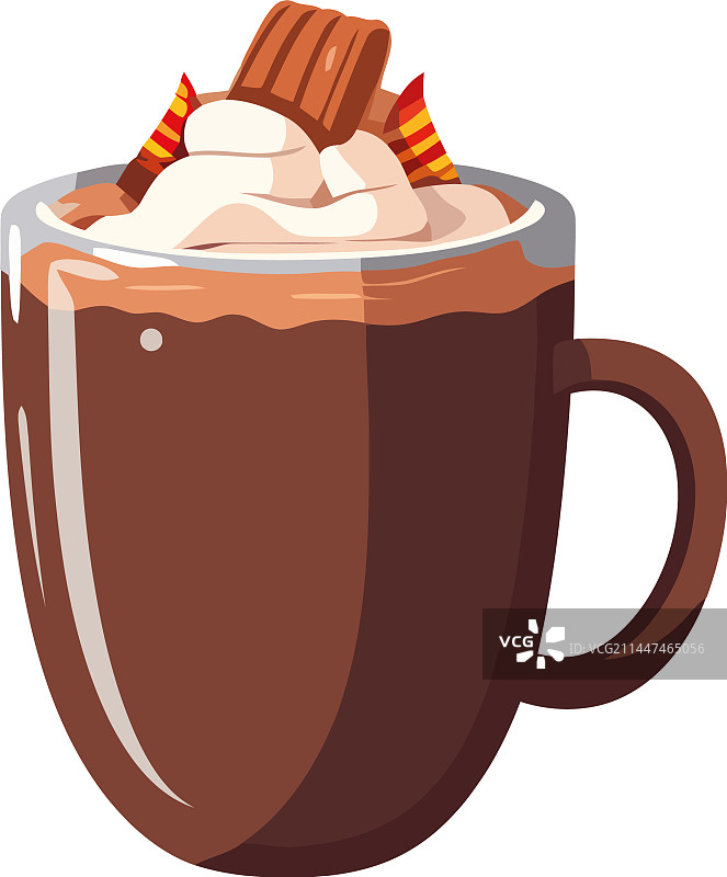 卡通咖啡杯与棉花糖泡沫图片素材