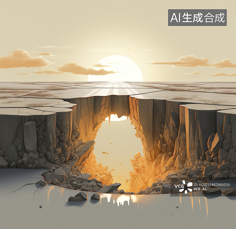 【AI数字艺术】日落时的海景图片素材