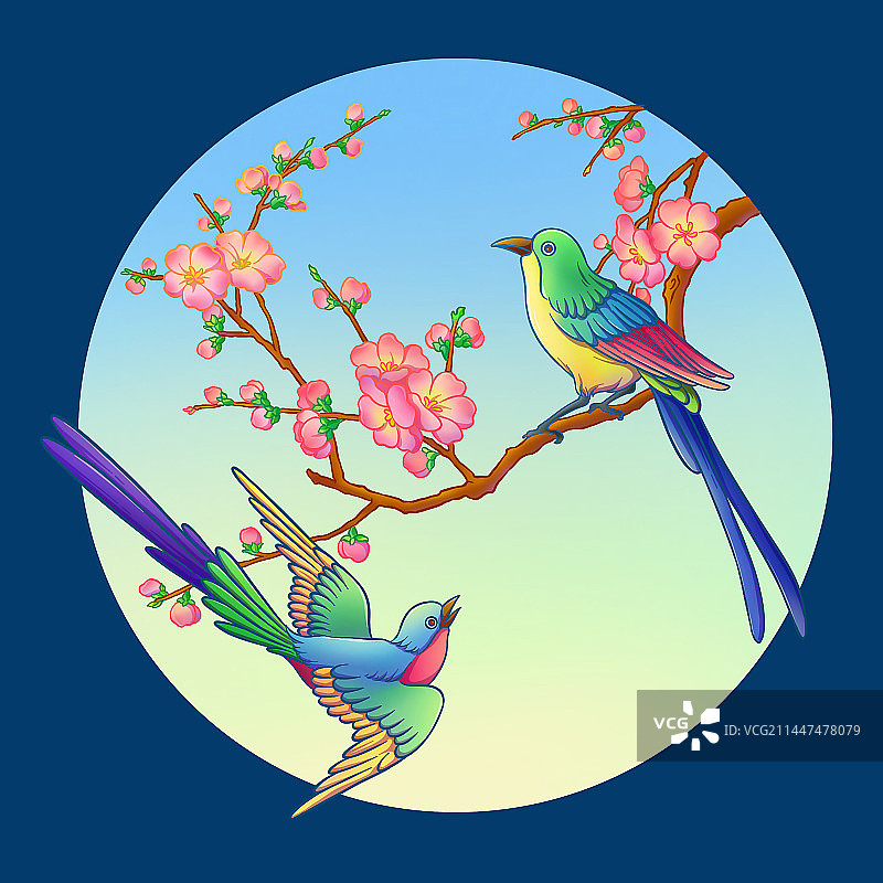 桃枝喜鹊图片素材