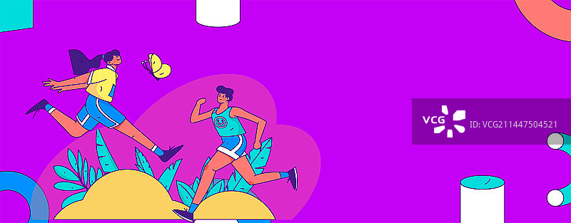 锻炼健康跑步的人物矢量互联网运营插画图片素材