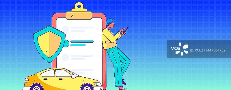 为汽车购买保险扁平人物矢量概念运营插画图片素材