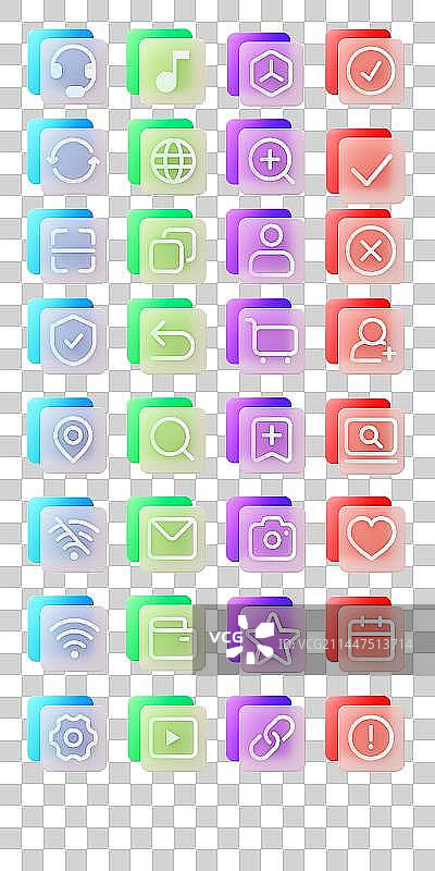 3D渲染卡通磨砂玻璃图标图片素材