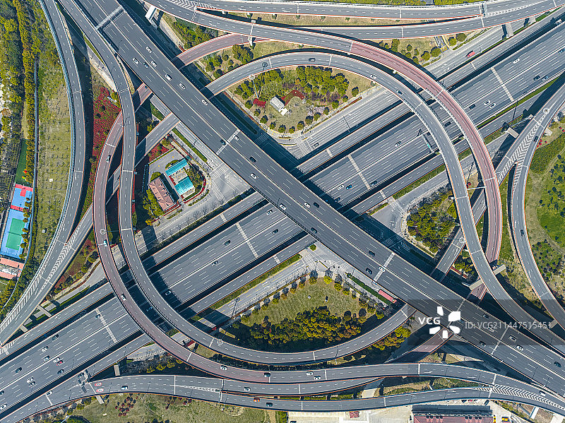 上海浦东新区张江龙东高架申江路立交桥航拍视角图片素材