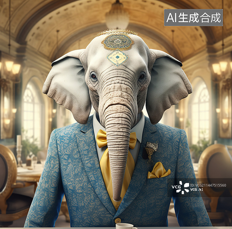 【AI数字艺术】教堂里的大象图片素材