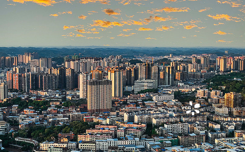 航拍四川省安岳县夏季雨后晨曦风光图片素材