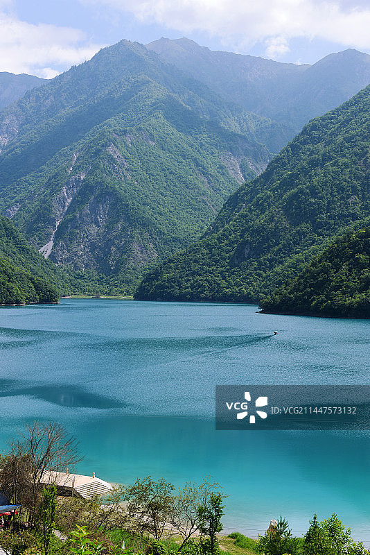 甘肃陇南文县天池湖光山色如诗如画秀美景色图片素材
