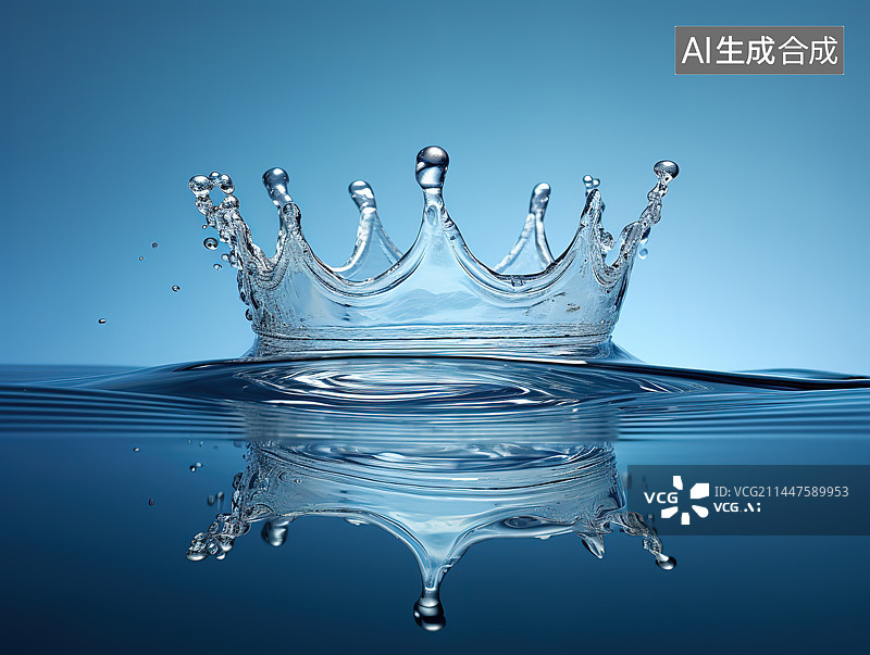 【AI数字艺术】蓝色背景下的水特写镜头图片素材