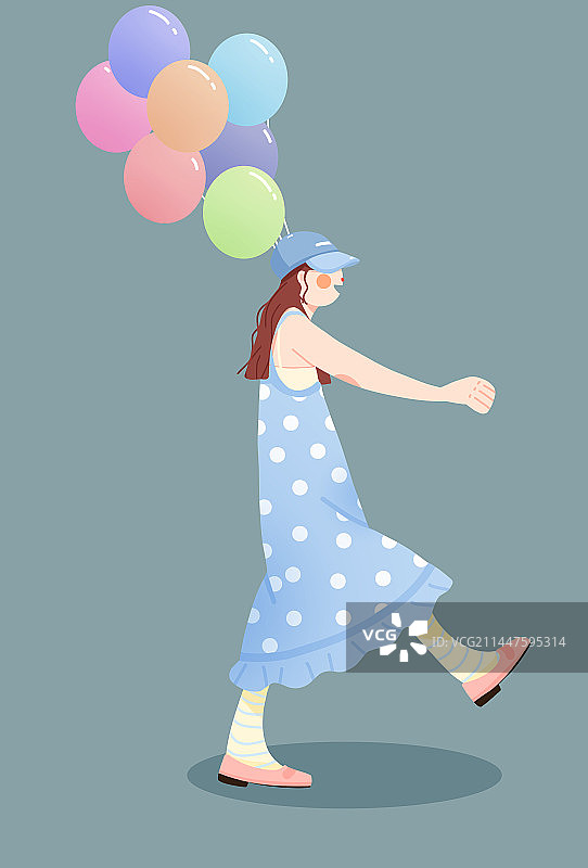 气球与女孩图片素材