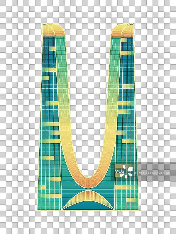 杭州之门地标建筑插画元素图片素材