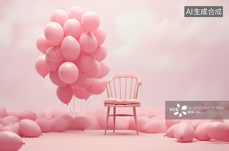 【AI数字艺术】粉红色背景下的气球和气球图片素材