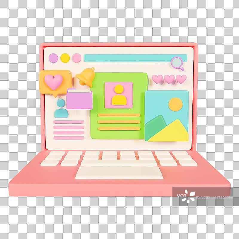 3D立体免抠笔记本电脑工作界面办公元素图片素材