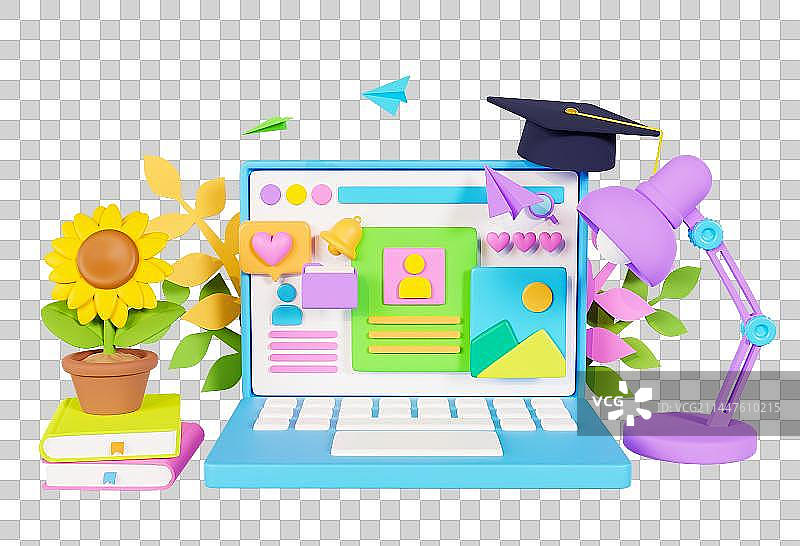 3D立体笔记本电脑办公学习书本文具海报元素图片素材