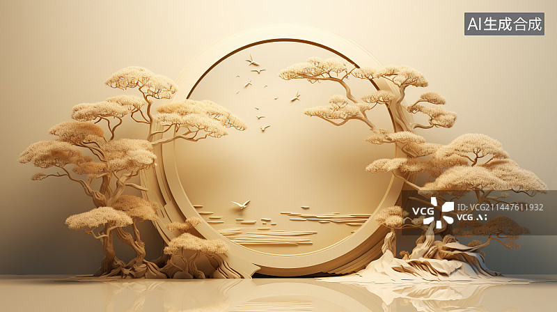 【AI数字艺术】金色背景下的芦苇图片素材