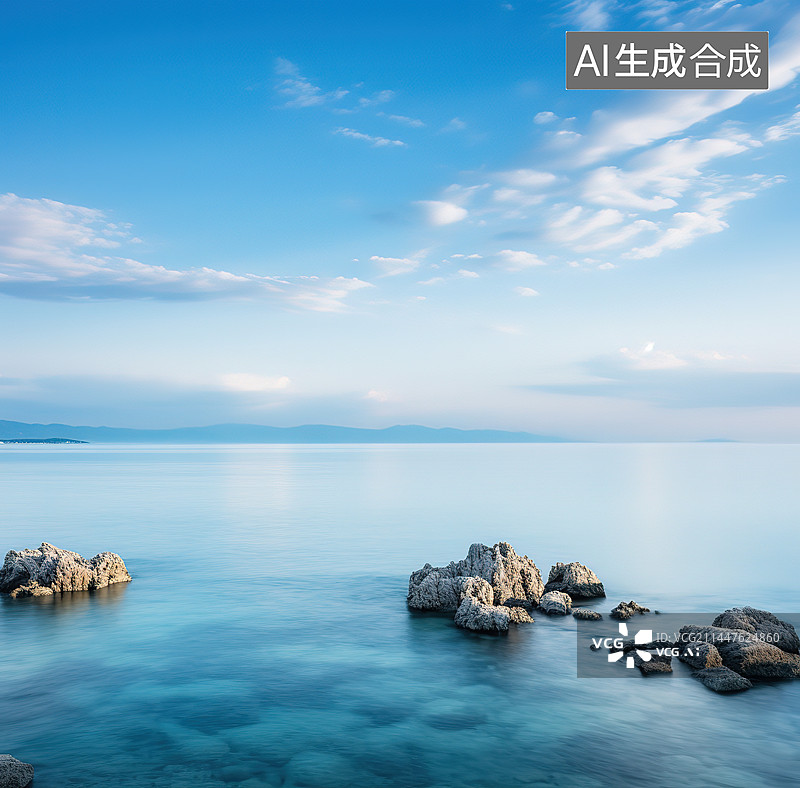【AI数字艺术】海边的礁石与天空的图片素材