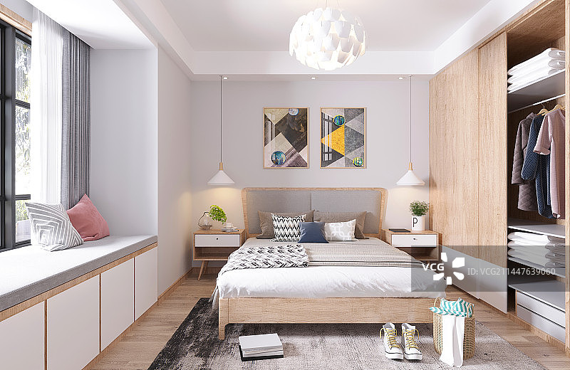 最新网红卧室效果图图片素材