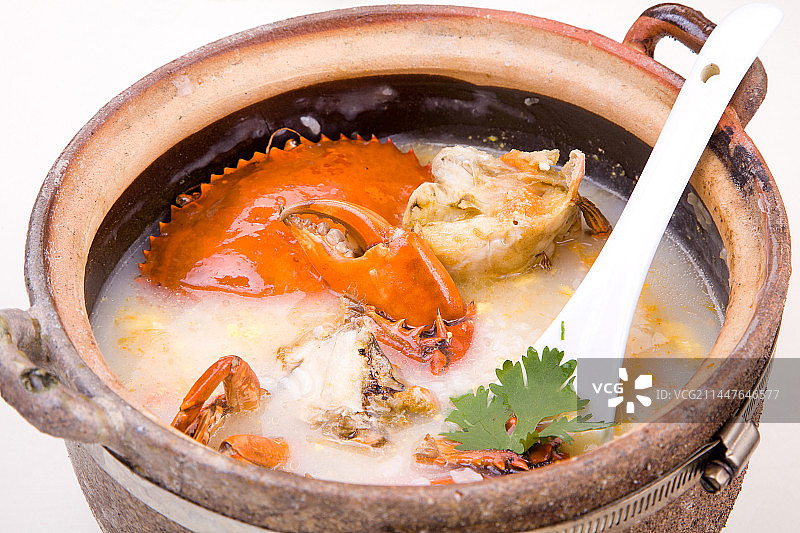 广东粤菜美食膏蟹粥图片素材