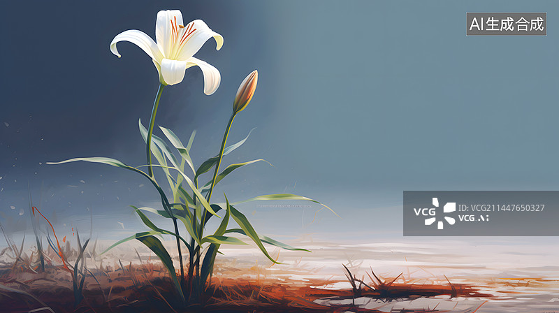 【AI数字艺术】AIGC:一株百合花图片素材