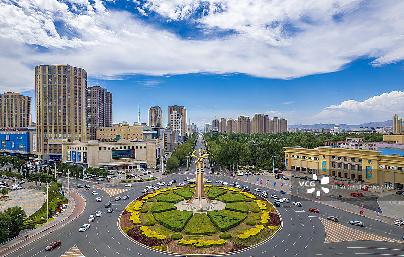 包头城市标志性建筑全景图片素材