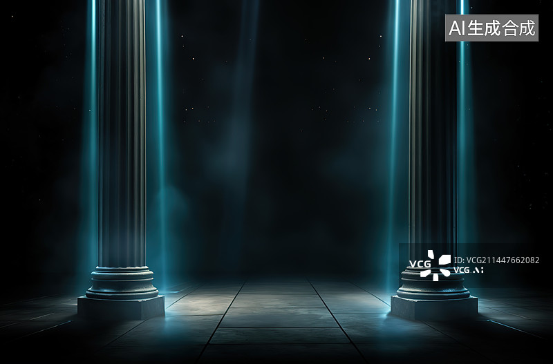 【AI数字艺术】黑色背景下照明设备的低角度视图图片素材