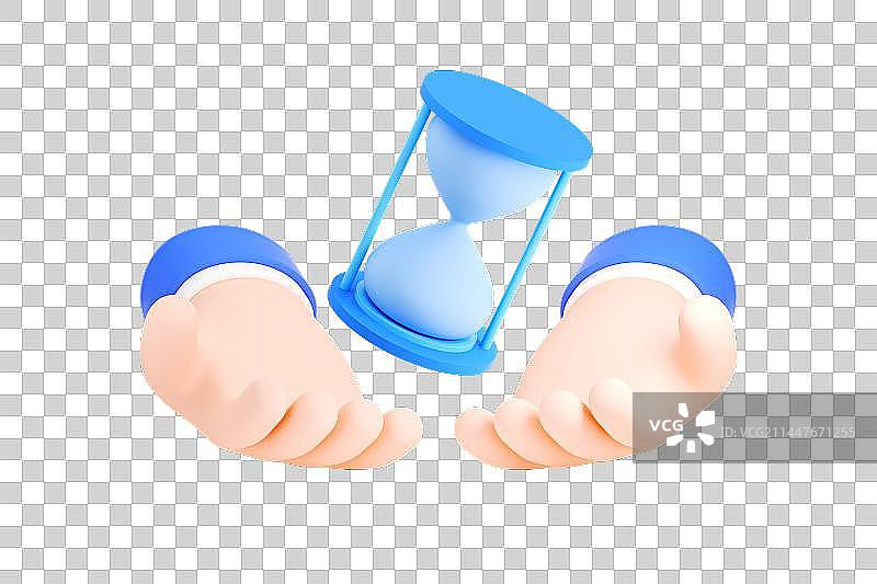 3D立体渲染卡通手捧沙漏图片素材