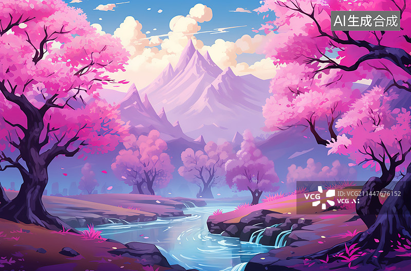【AI数字艺术】春天的樱花图片素材